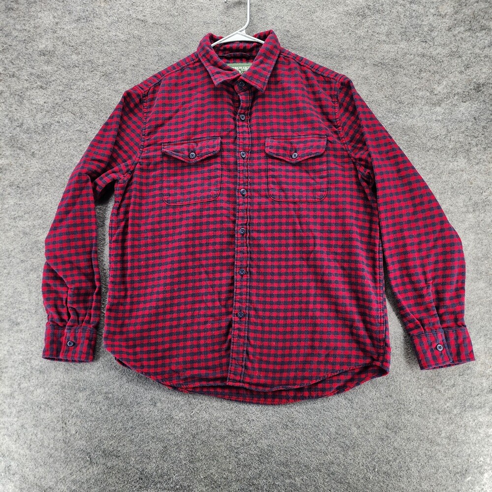 American Eagle Shirt Mens Large Button Up Flannel Red Plaid Long Sleeve